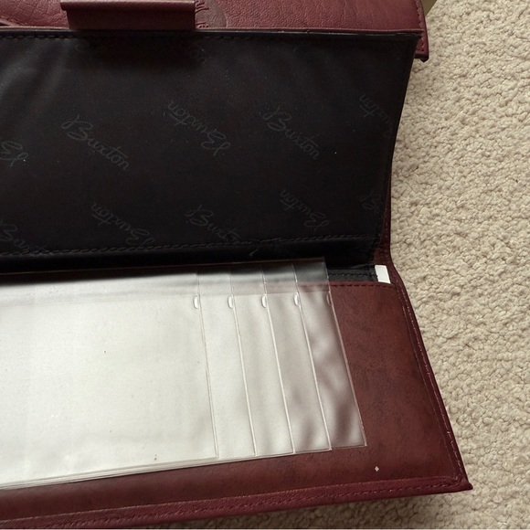 Buxton Organizer Clutch Wallet Purse Leather Burgundy w/ Box 7.25” Across New - Picture 8 of 12